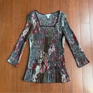 Women's Multicolor Patterned Pleated Top‎